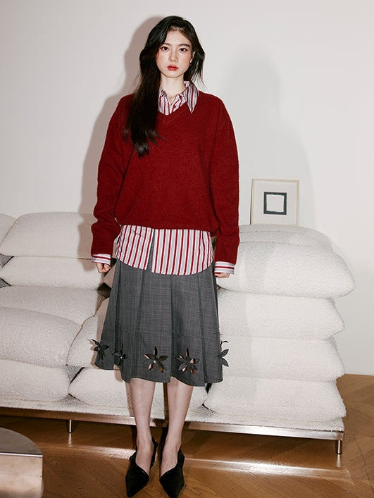 3D Hollow Pleated Skirt_BDHL6750