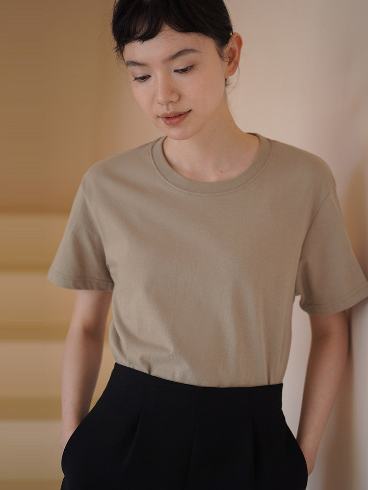 Relaxed Fit Short Sleeve Cotton Tops_BDHL8295