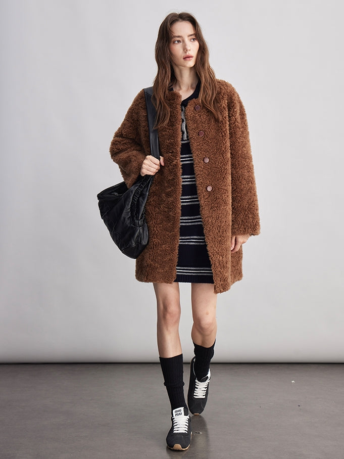 Fluffy Collarless Coat_BDHL7940