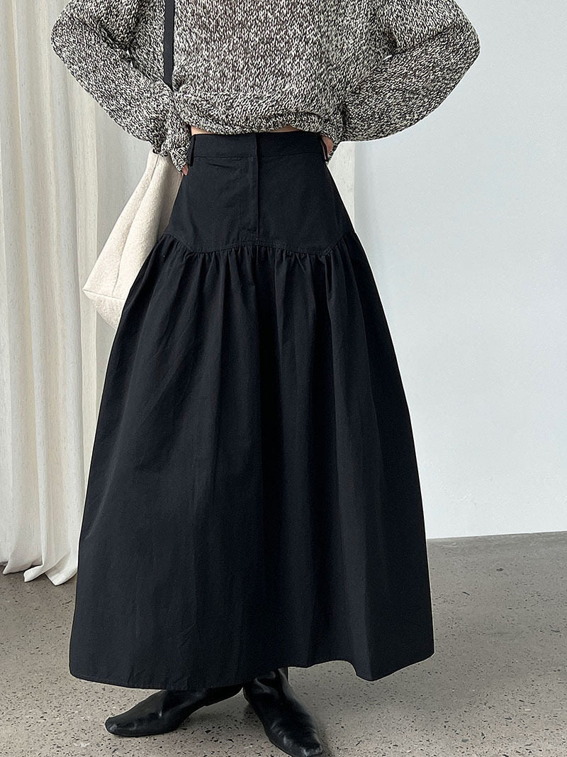 High-Waisted 3D Pleated Skirt_BDHL8043