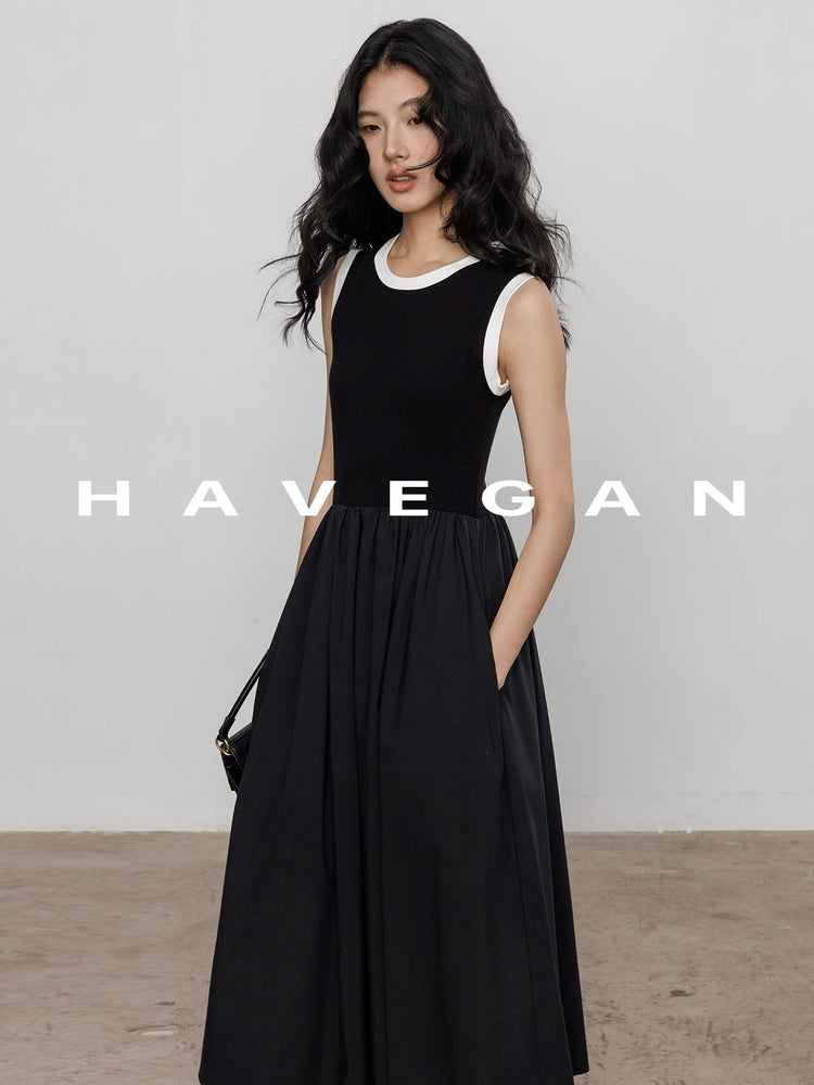 Contrast Color A-Line Dress_BDHL7368