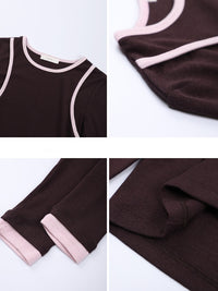 Contrast Faux Layered Tops_BDHL6438