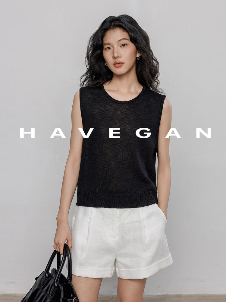 Round Neck Sleeveless Tops_BDHL7233
