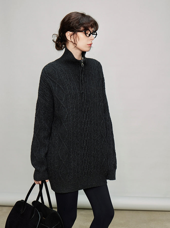 Stand Collar Half-Zip Tops_BDHL7936