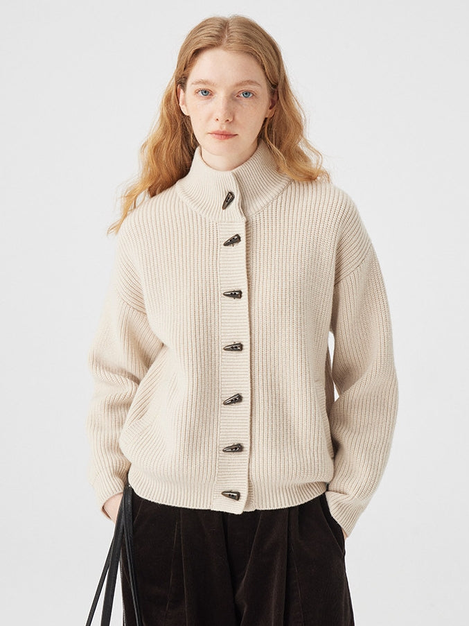 立領羅紋針織開襟衫_BDHL8117