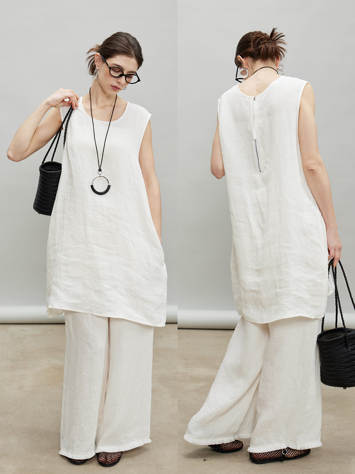 Loose Sleeveless Vest Or Wide Pants_BDHL7190