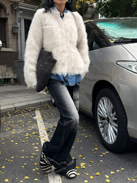 Fluffy Crew Neck Cardigan_BDHL6652