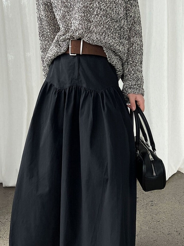 High-Waisted 3D Pleated Skirt_BDHL8043