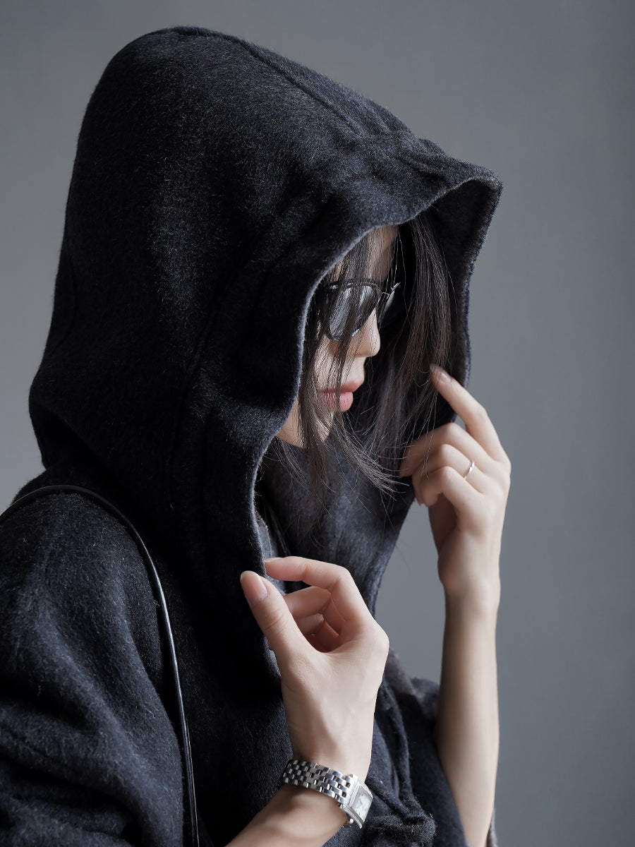 Hooded Relaxed Fit Long Coat_BDHL7926