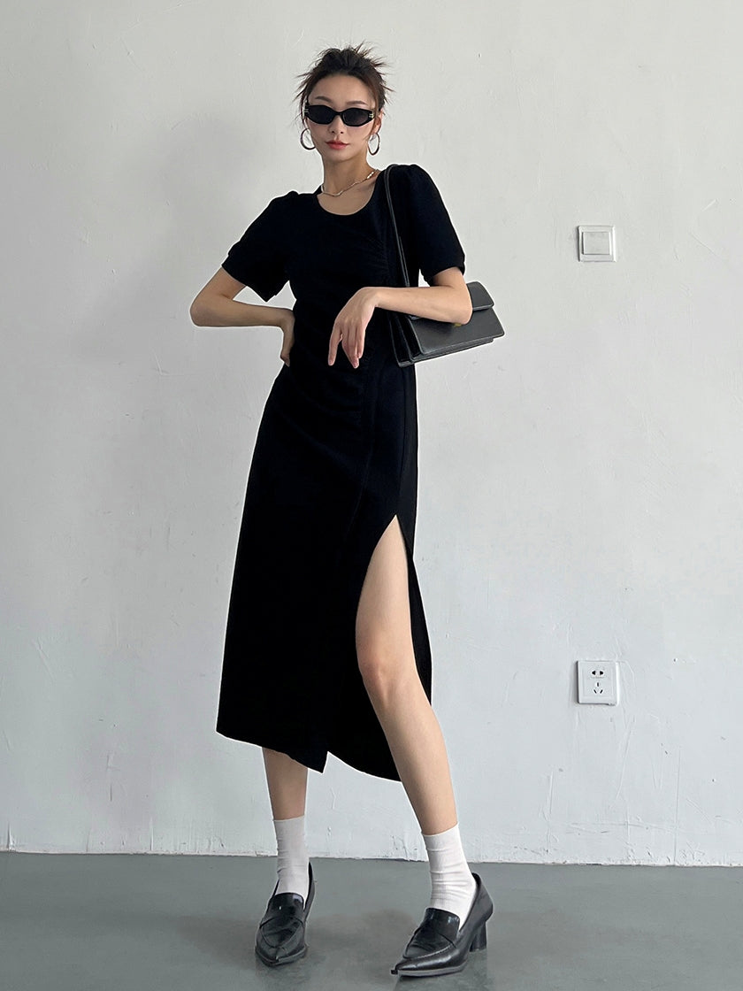 Slit Sleeveless Knit Dress_BDHL7569