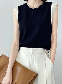 Contrast Color Sleeveless Tops_BDHL6223