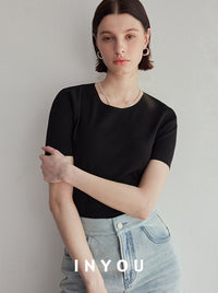 Crew Neck Cropped T-Shirt_BDHL6117