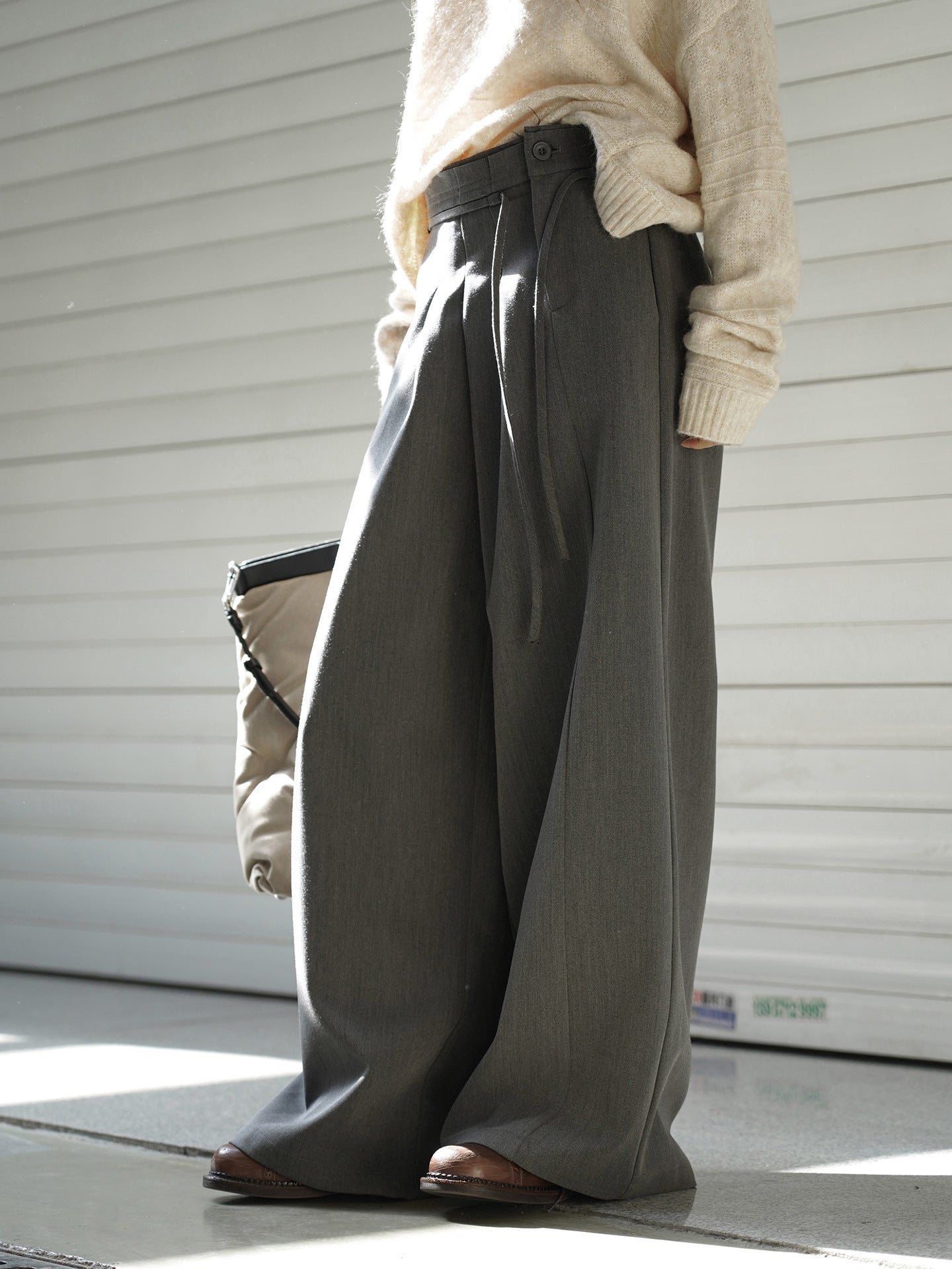 Pleated Side-Drape Pants_BDHL7773