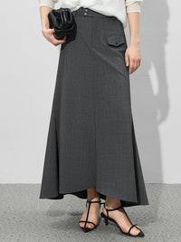 Fishtail Grey Long Skirt_BDHL7007