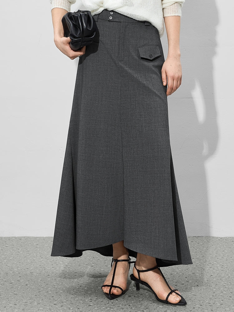 Fishtail Gray Long Skirt_BDHL7007