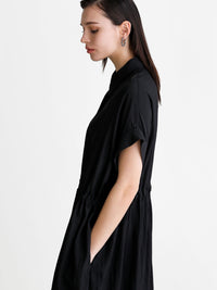 Loose-Fitting Waist Tie Slit Dress_BDHL7248