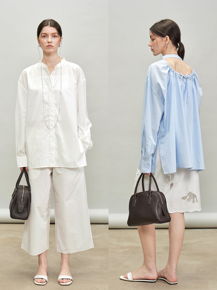 Back Drawstring Pleated Tops_BDHL7335