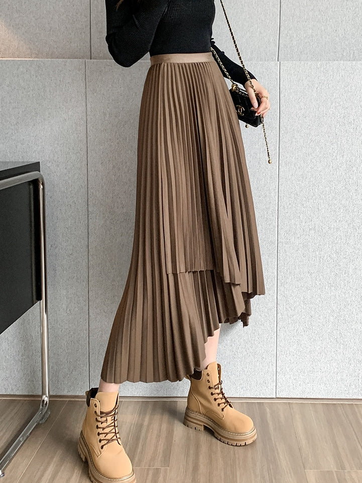 Irregular A-Line Pleated Skirt_BDHL7219