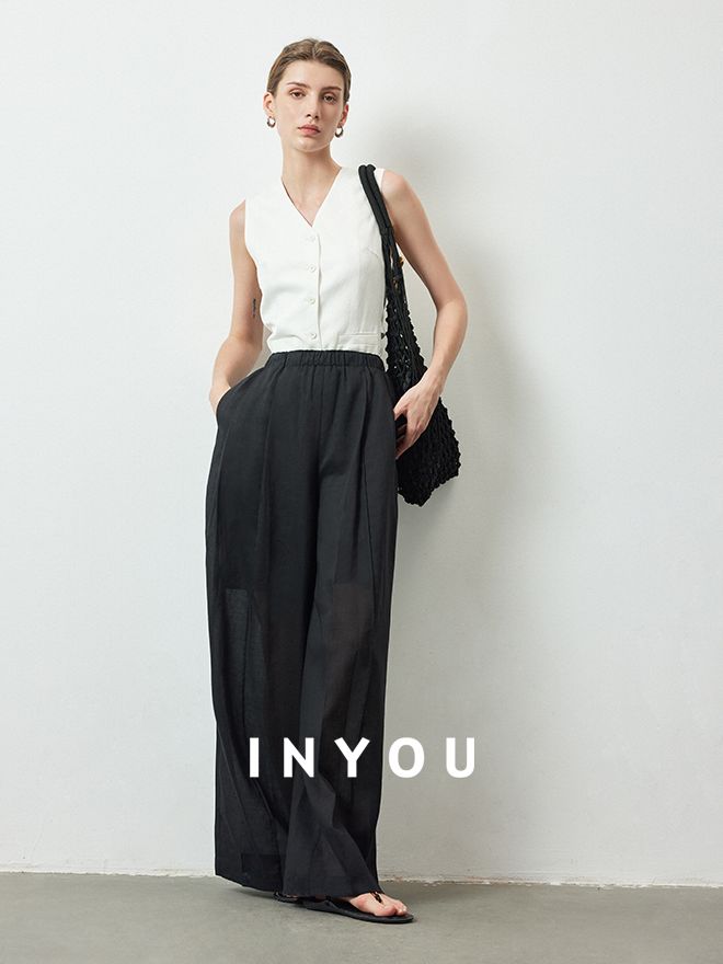 High Waist Draped Mop Pants_BDHL6150