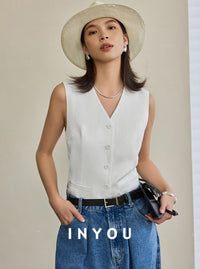 Loose And Thin Linen Vest_BDHL5985