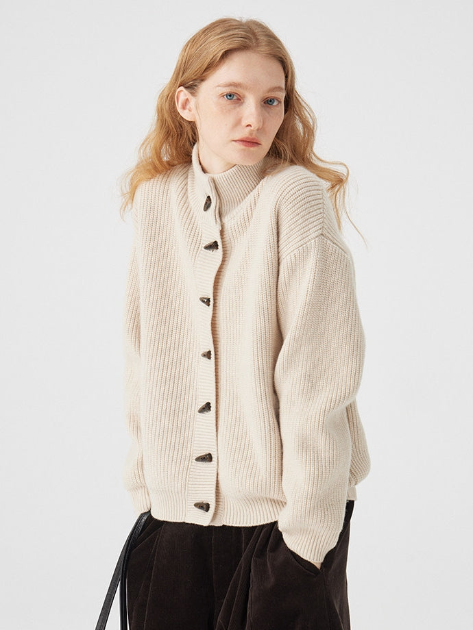 立領羅紋針織開襟衫_BDHL8117