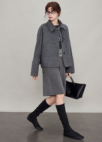 Velvet Stand Collar Short Coat_BDHL6674