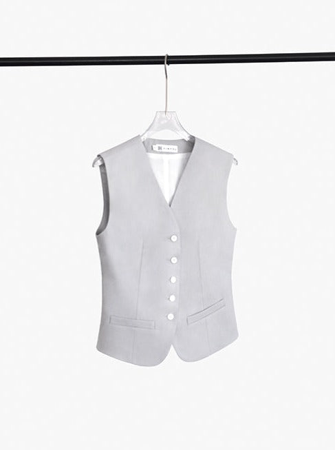 Thin Sleeveless Button Vest_BDHL6021
