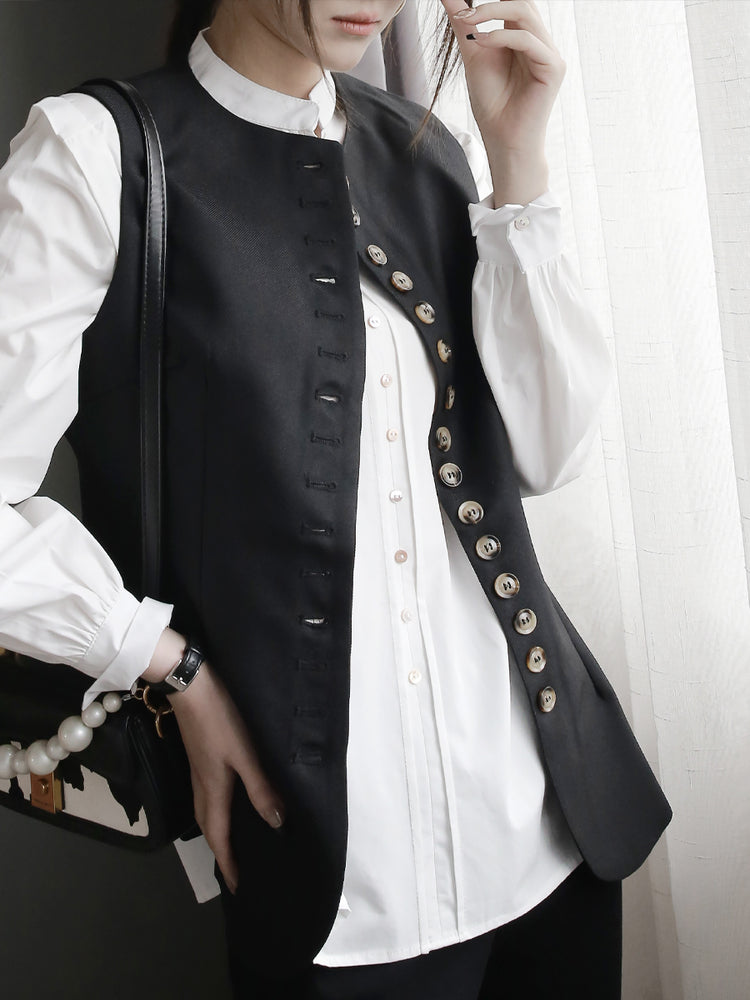 Stand Collar Shoulder Design Shirt_BDHL7015