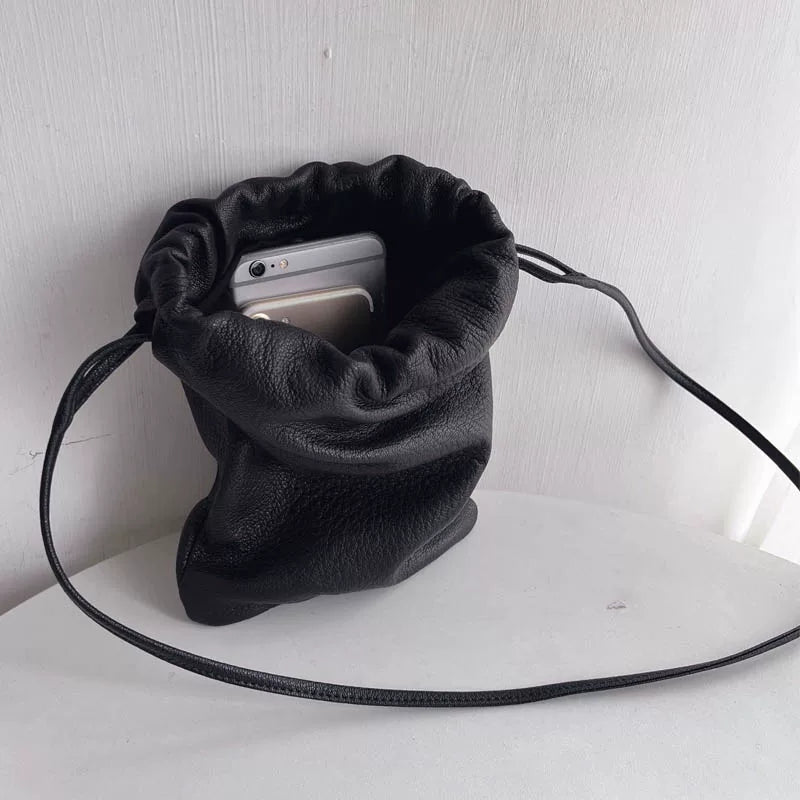 Soft Leather Drawstring Shoulder Bag_BDHL8419