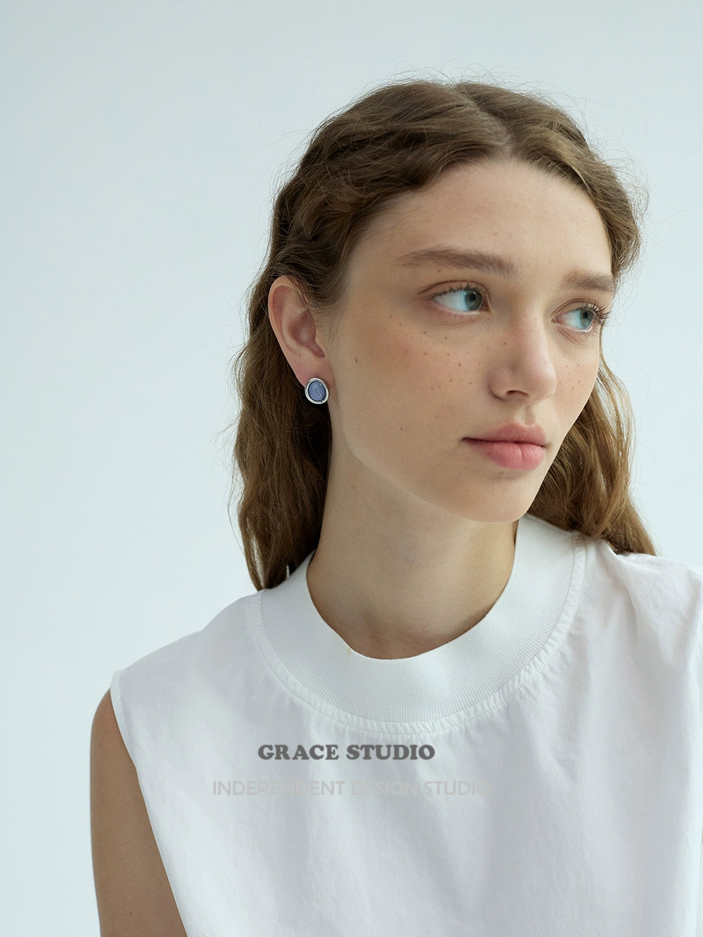 Natural Gem Dome Pierced Earring_BDHL7672