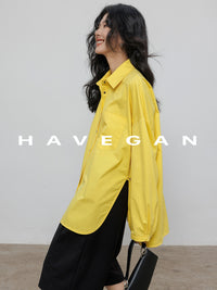 Hem Slit Design Shirt_BDHL7231