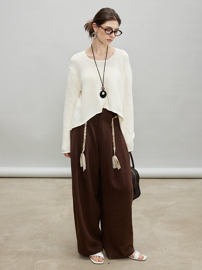 Round Neck Short Knit Tops_BDHL7187