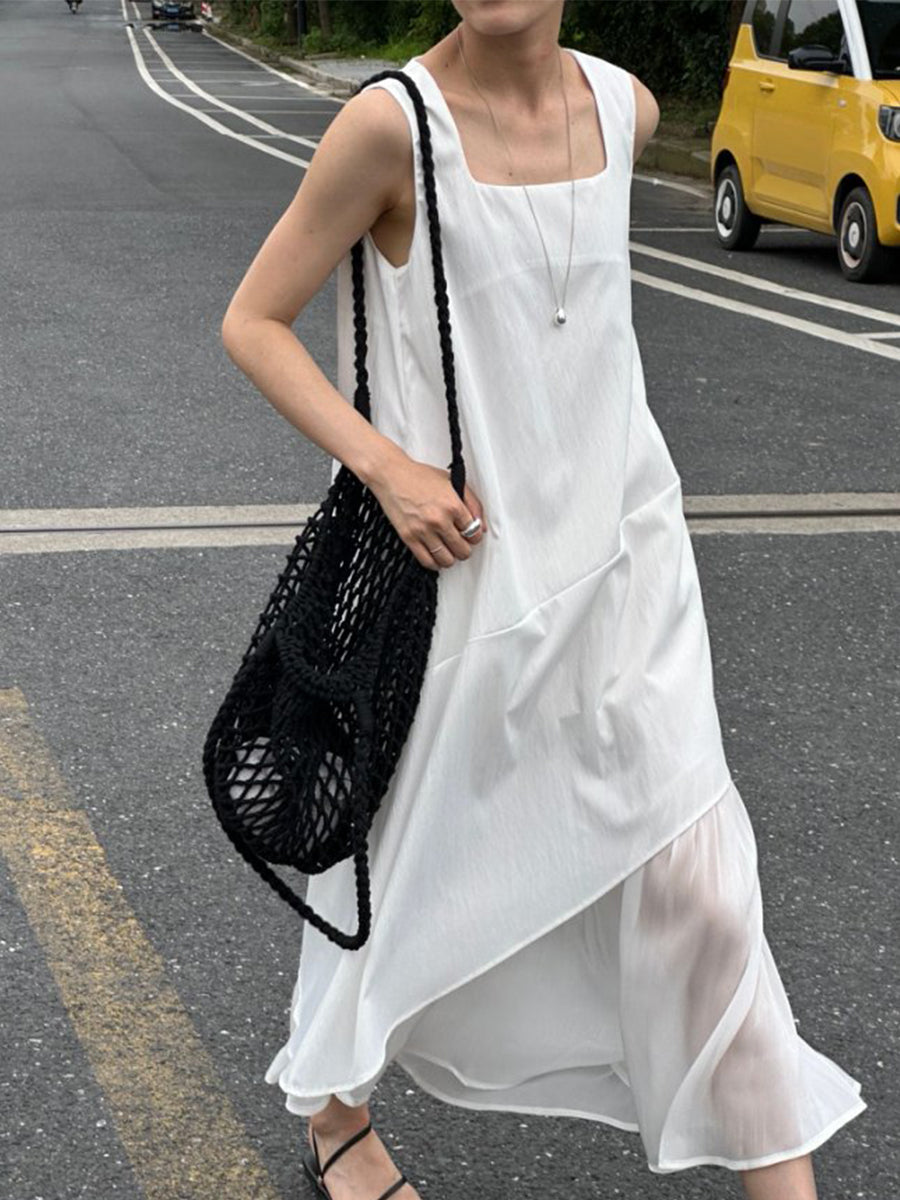 Splicing Fishtail Sleeveless Dress_BDHL7528