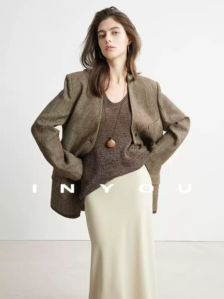 Collarless Suit Jacket_BDHL7132