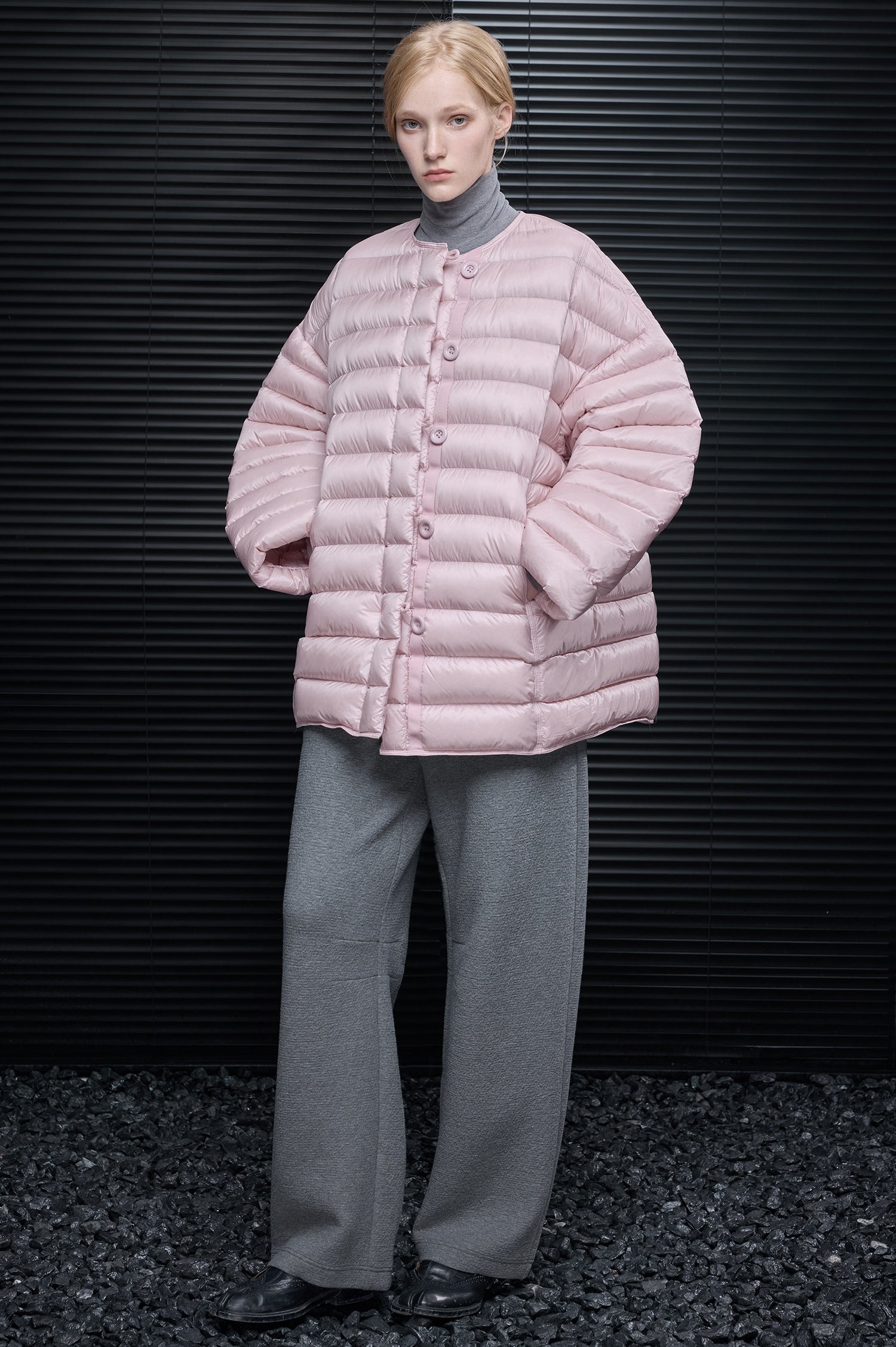 厚針織圓領羽絨外套_BDHL8075