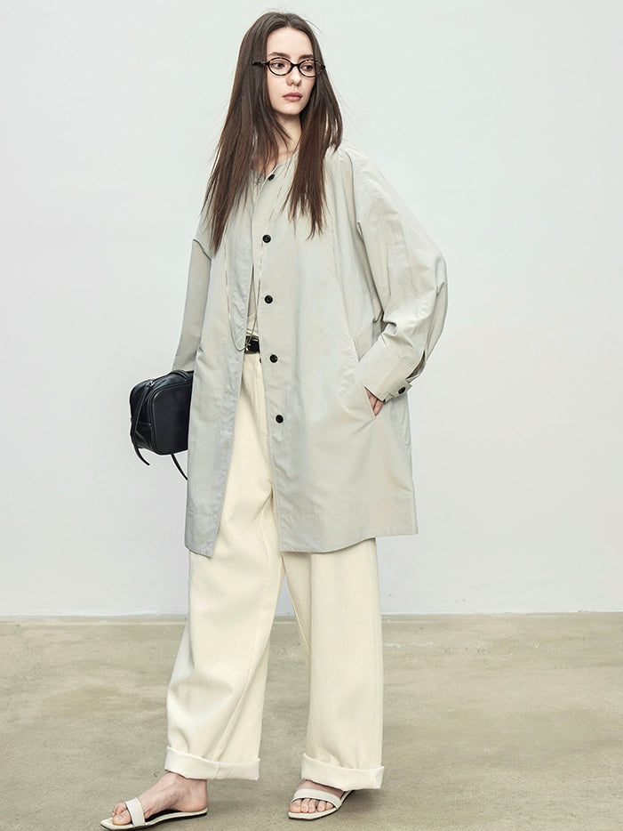 Collarless Long Windbreaker_BDHL7102