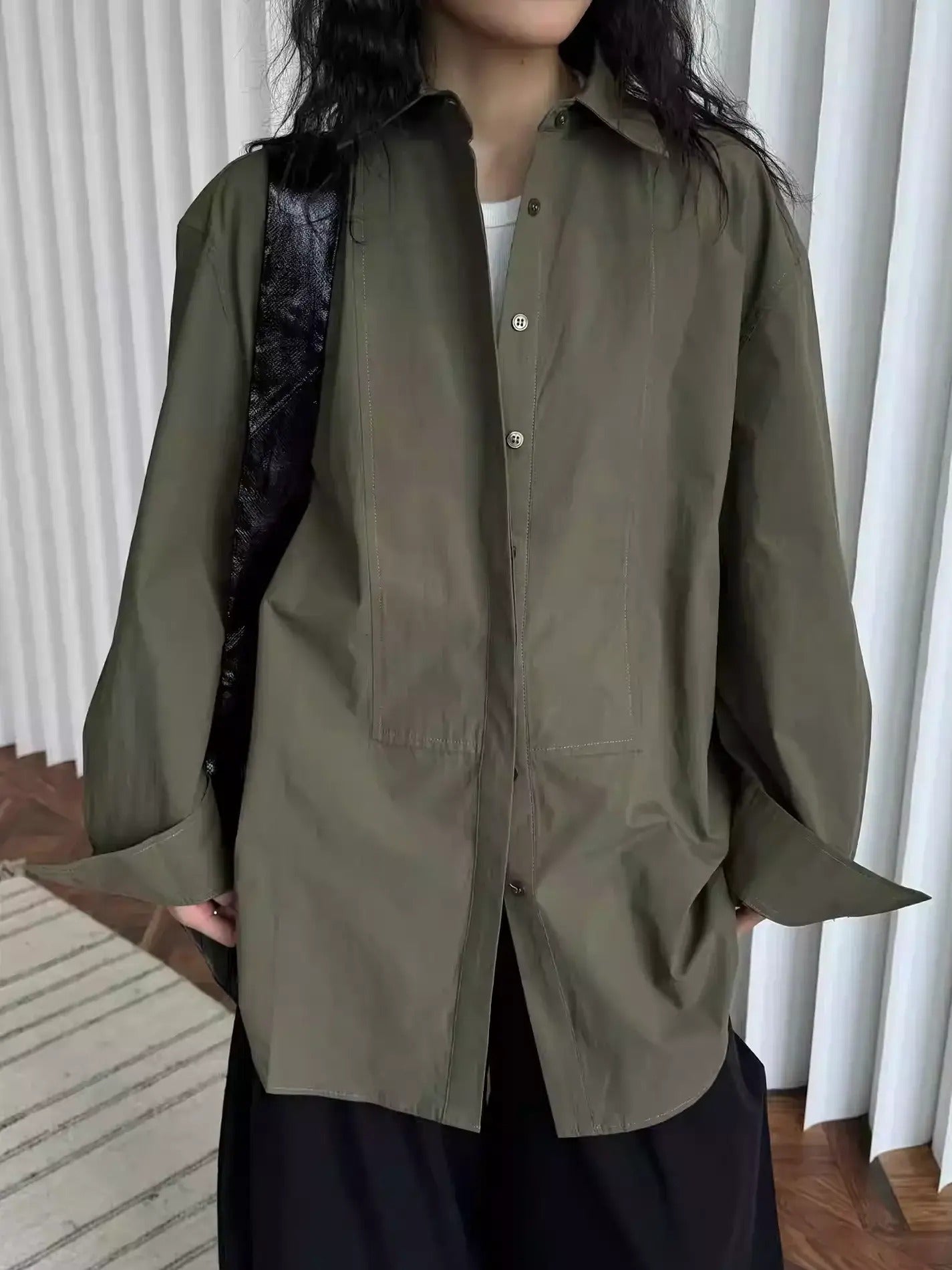 Simple Design Lapel Shirt_BDHL7373