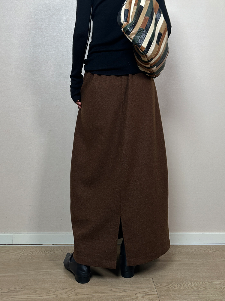 Thick Draped Slim Long Skirt_BDHL6914