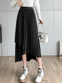 Irregular A-Line Pleated Skirt_BDHL7219