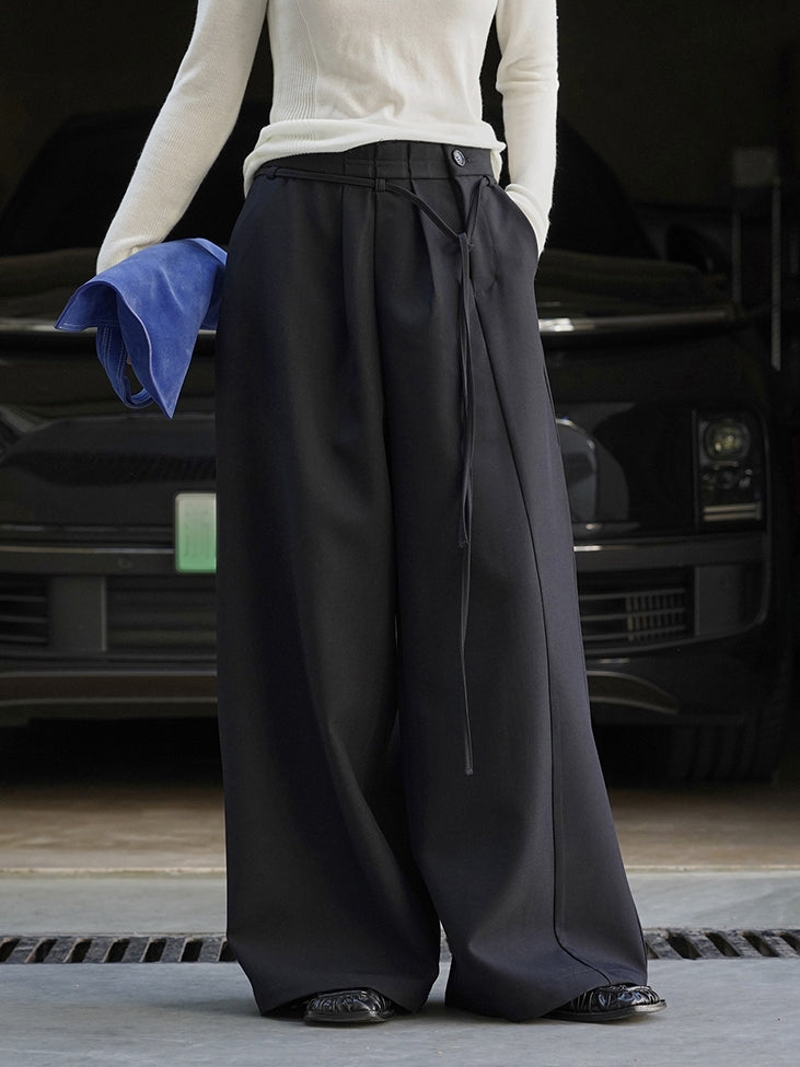 Pleated Side-Drape Pants_BDHL7773