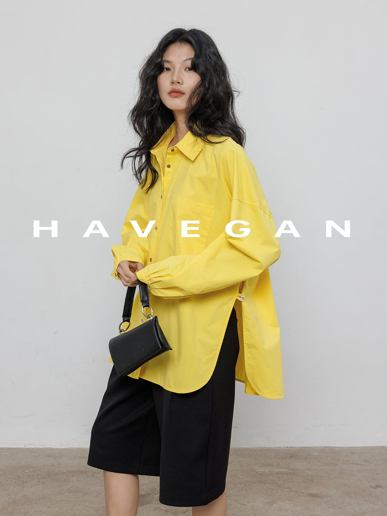 Hem Slit Design Shirt_BDHL7231