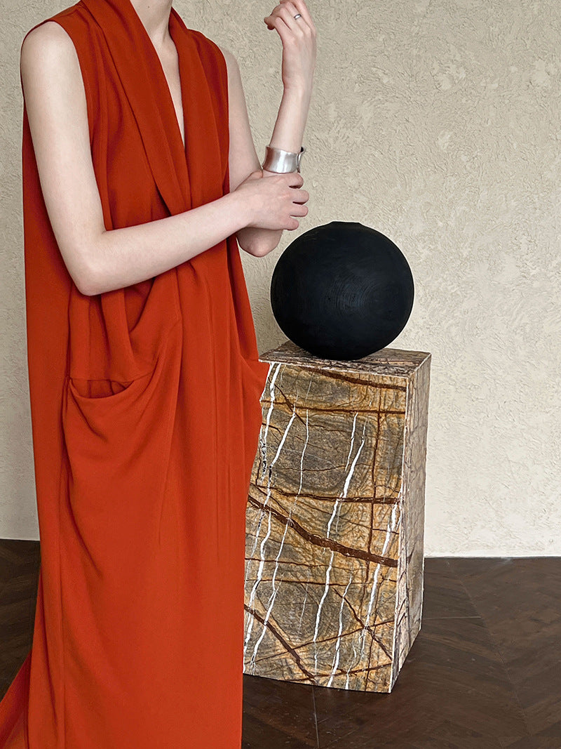 V-Neck Draped Cross Dress_BDHL7558