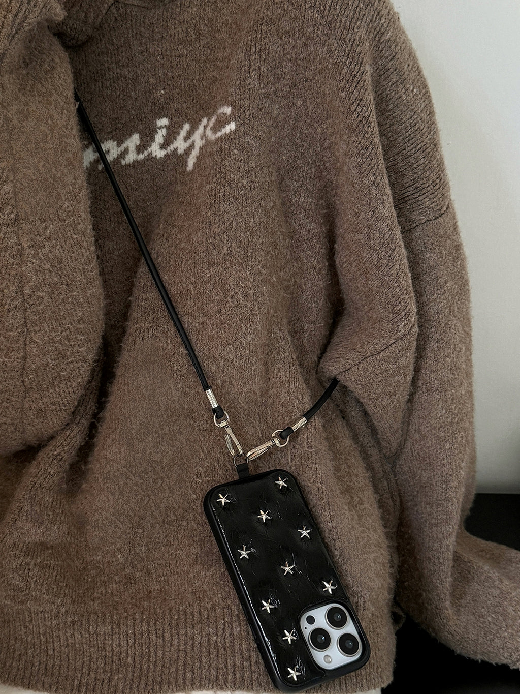 Waxed Black Leather For Iphone Case_BDHL8022