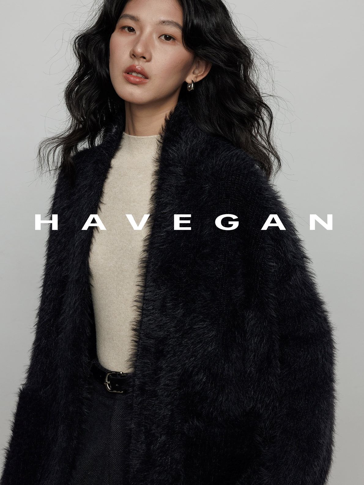 無領抓絨長版開襟衫_BDHL7971