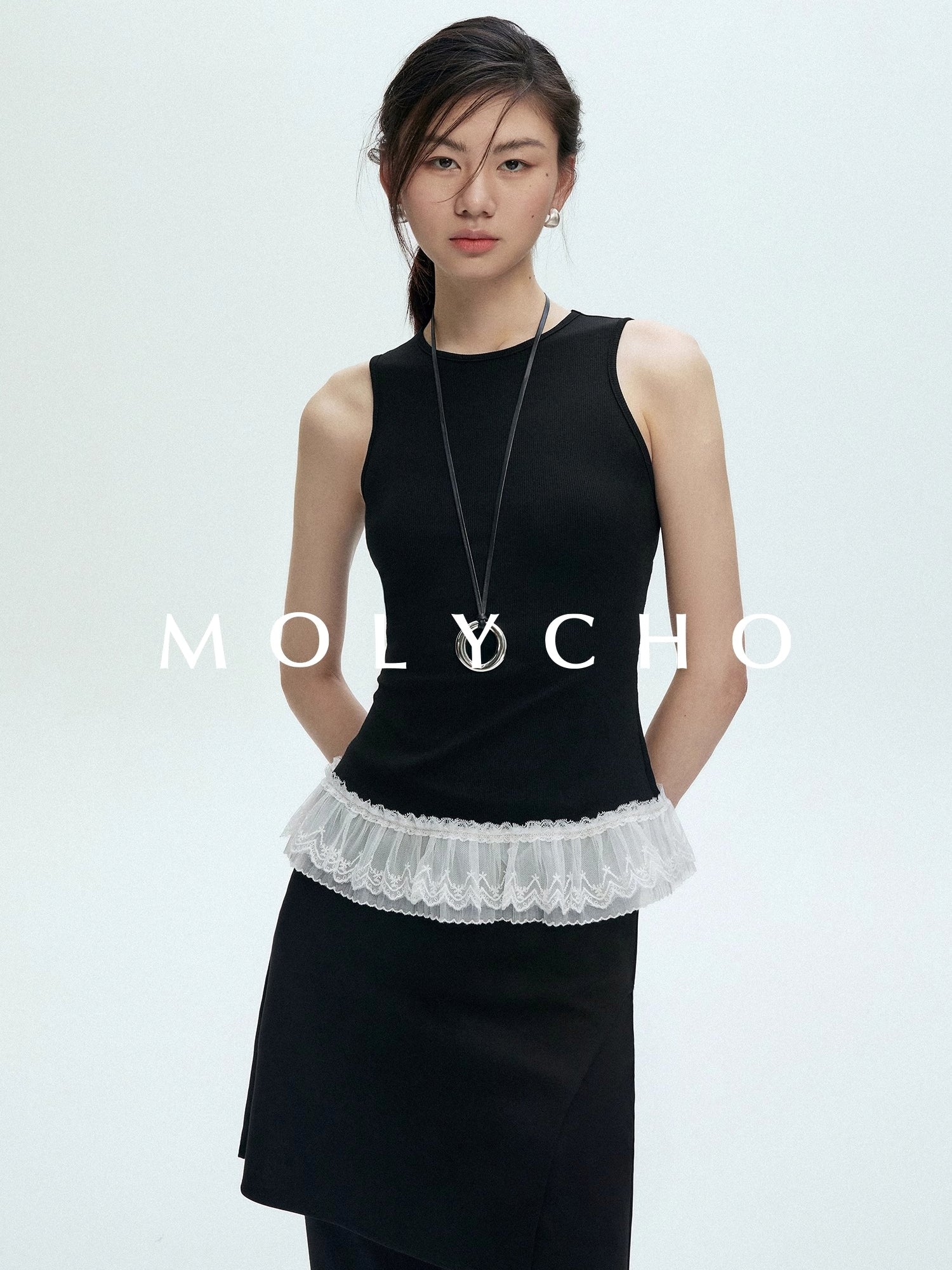 Lace Hem Lace Backless Tops_BDHL7425