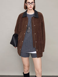 Contrast Collar Suede Jacket_BDHL6604