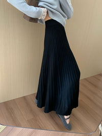 High Waist Slim Pleated Skirt_BDHL7055