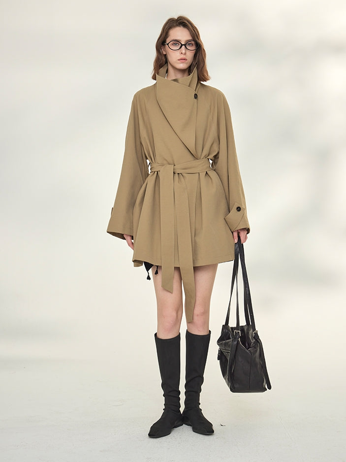 Tide Drawstring Short Trench Coat_BDHL7735