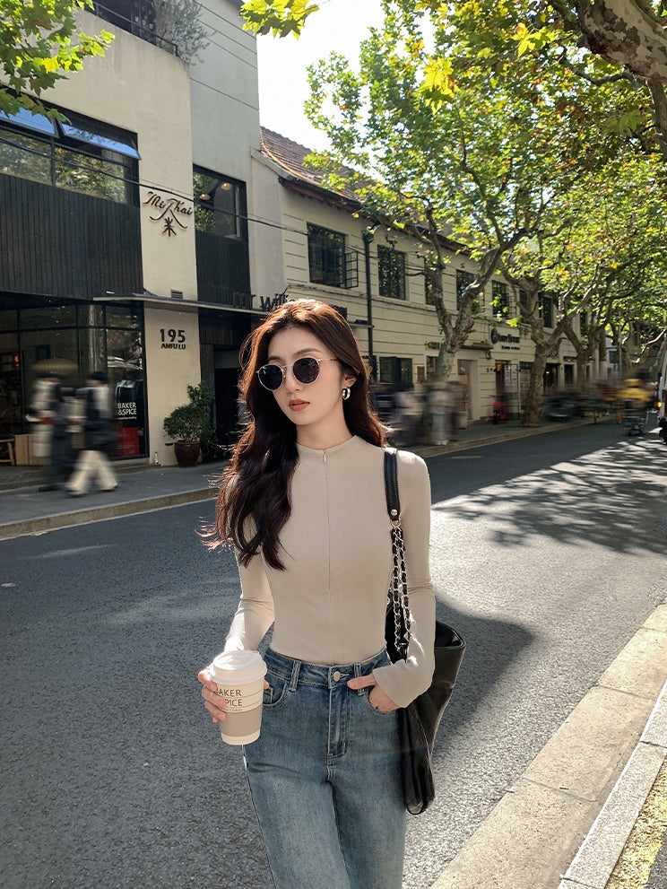 Half-Open Collar Knit Tops_BDHL8027