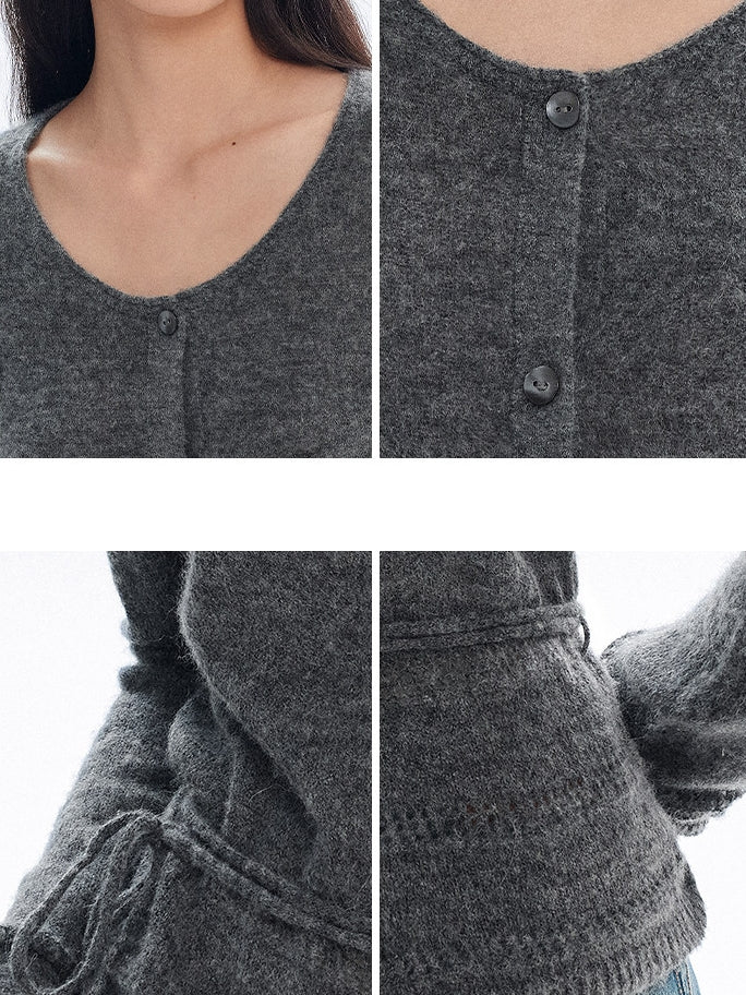 V-Neck Long-Sleeved Knit Cardigan_BDHL8148